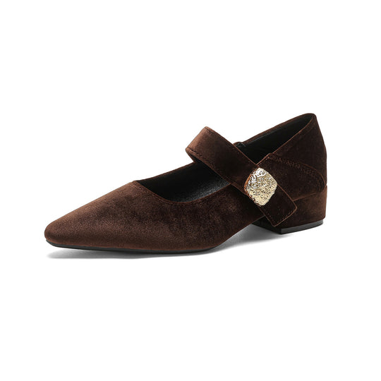 Damen spitze Ballerinas mit eleganter Schnallenverzierung EB