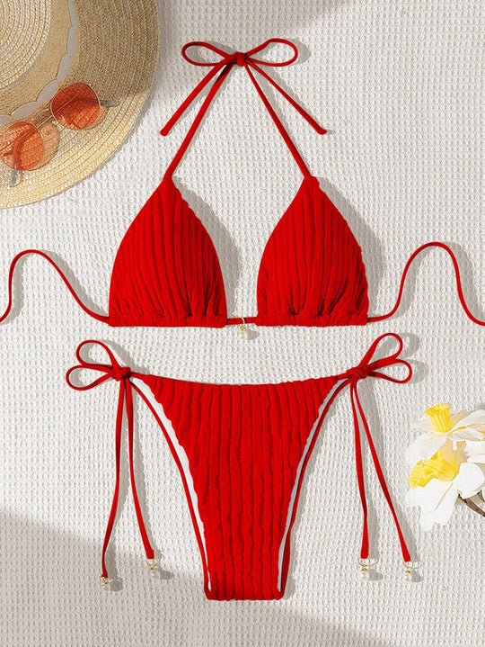Damen Triangle-Bikini mit strukturiertem Design und verstellbaren Trägern EB