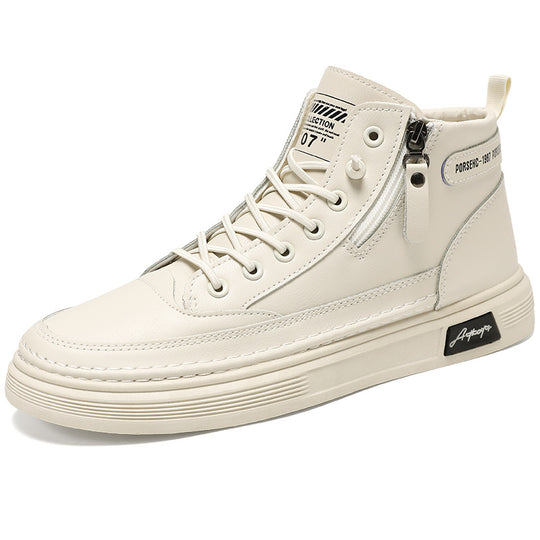Damen Hochformat Sneakers mit robustem Leder und praktischer Reißverschlussöffnung EB