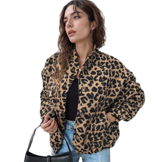 Damen modische Tierfelljacke im Oversized-Schnitt EB