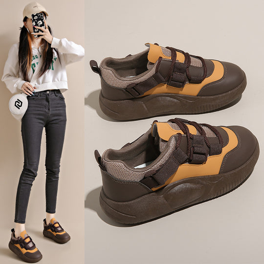 Damen Sportliche Sneakers mit elastischem Riemensystem und dicker Sohle EB