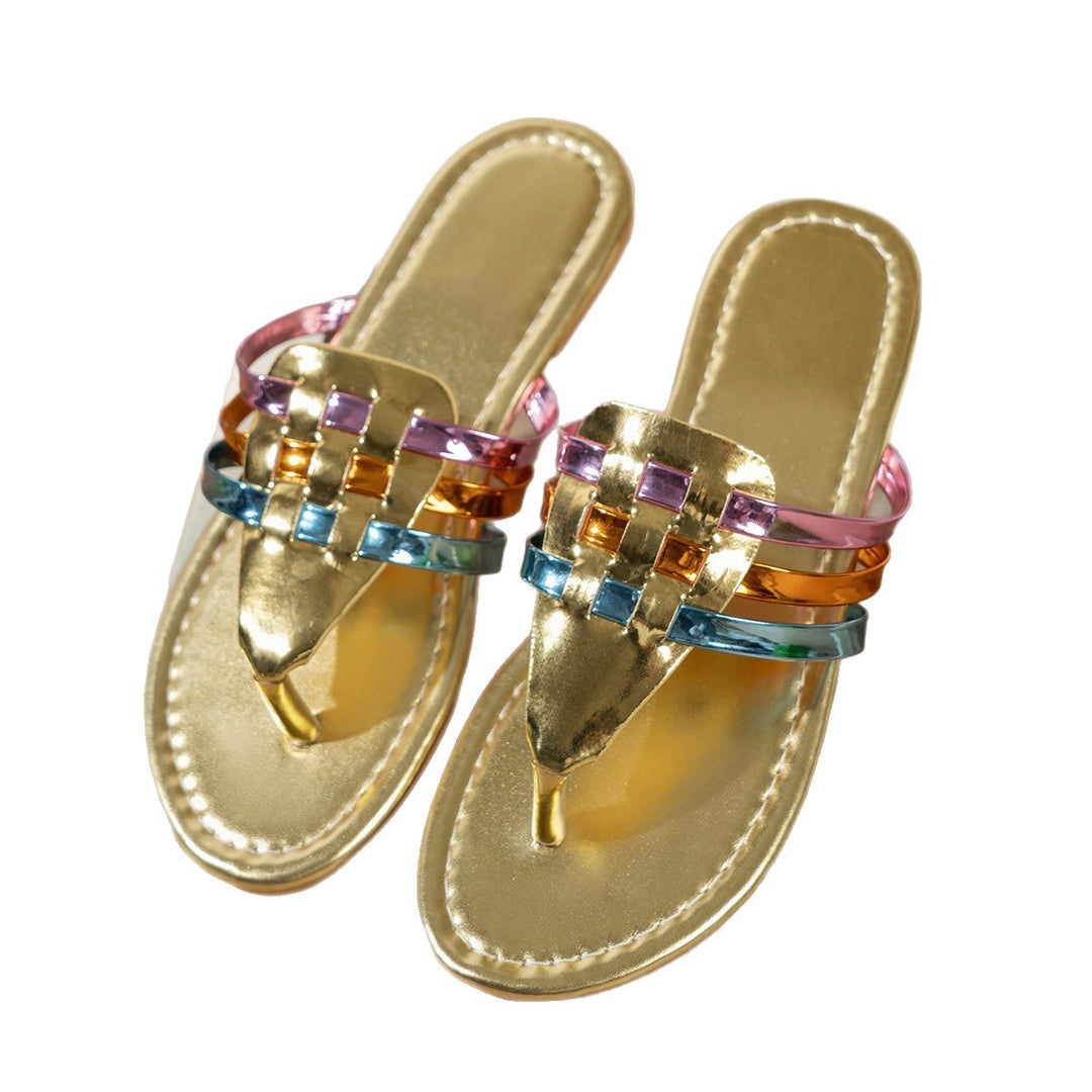 Damen modische Flip-Flops mit bunten Riemen EB