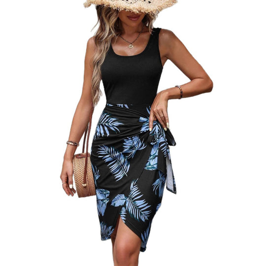 Damen Strandkleid mit Wickeldesign und floralem Muster EB