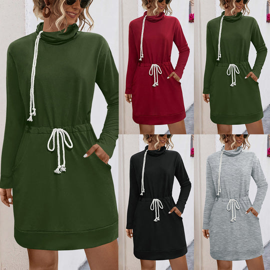 Damen Lässiges Kleid mit Kordelzug und praktischen Taschen EB