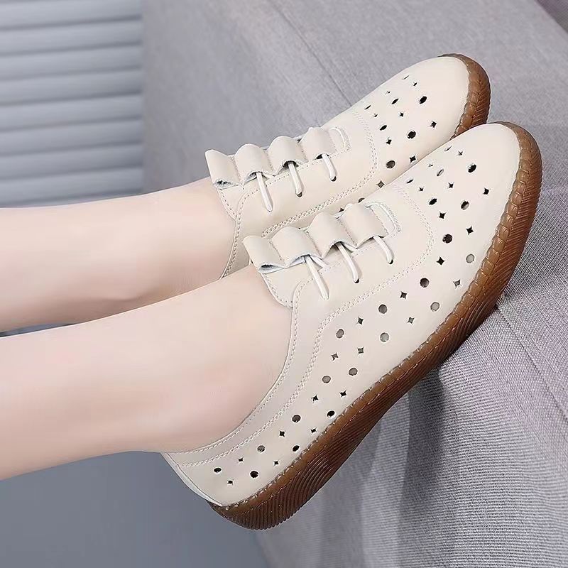 Damen atmungsaktive Sneaker mit modischem Lochdesign und rutschfester Sohle EB