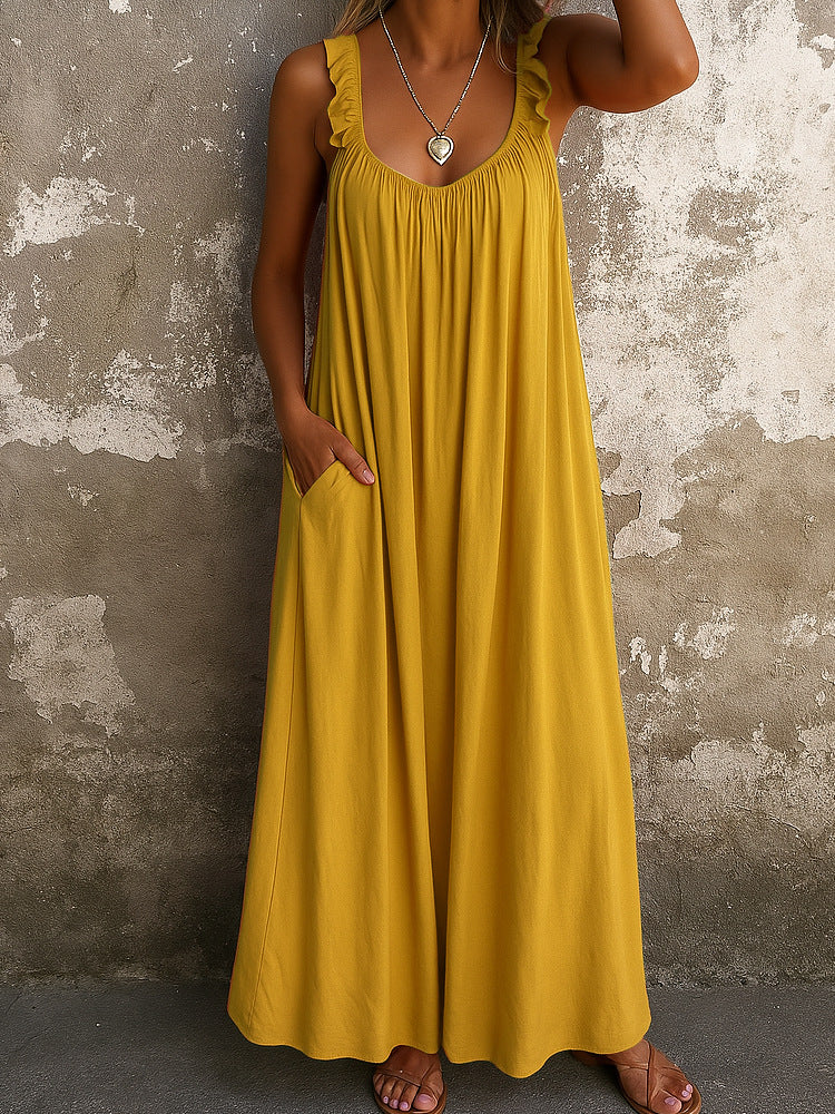 Damen Maxi-Kleid mit trägerloser Passform und luftiger Silhouette EB