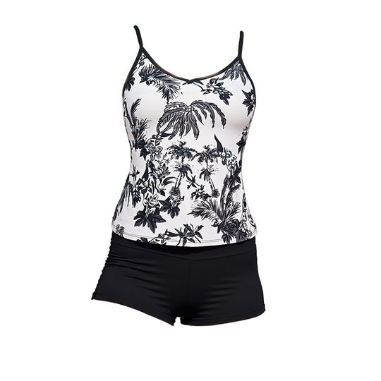 Damen Tankini-Set mit floralem Top und sportlichen Shorts EB