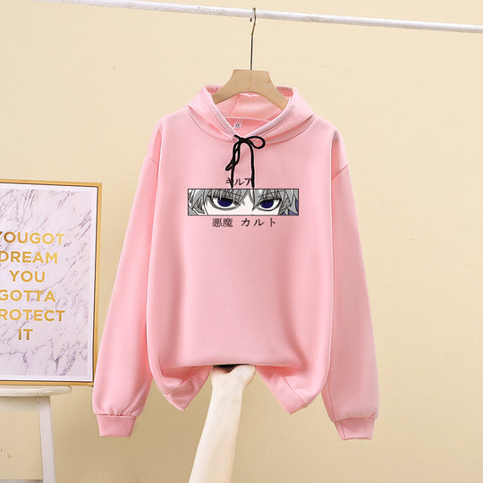 Unisex nan oversized Kapuzenpullover mit anime Augenprint und weicher Baumwollmischung EB