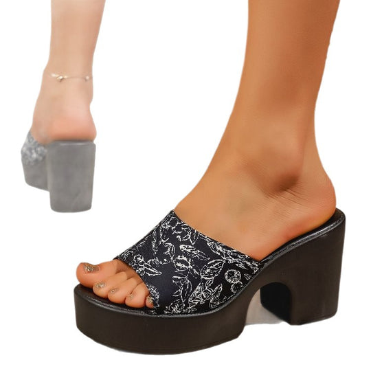 Damen Elegante und modische Sandalen mit offenem Zehenbereich und Blockabsatz EB