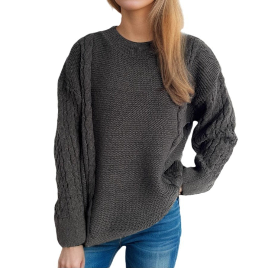 Damen Grobstrickpullover mit eleganten Zopfmuster und lässigem Schnitt EB
