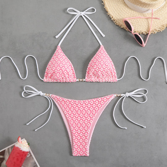 Damen Triangel-Bikini-Set mit verspielten Rüschendetails EB
