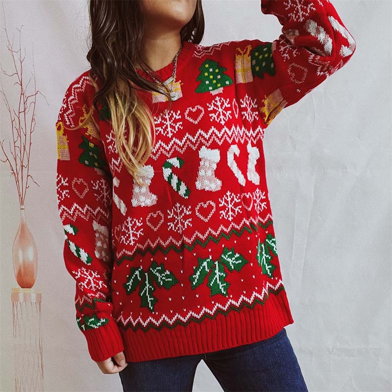 EB | Weihnachtlicher Strickpullover Mit Schneeflockenmotiv