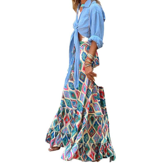 Damen Maxikleid mit fröhlichem Muster EB