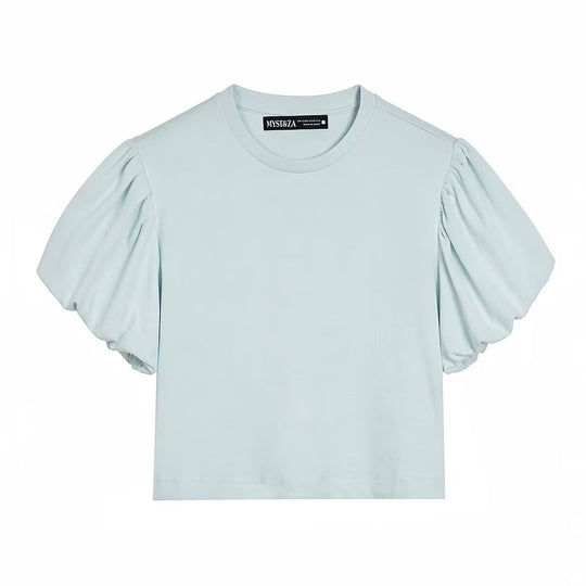 Damen modisches Crop-Top mit voluminösen Puffärmeln EB