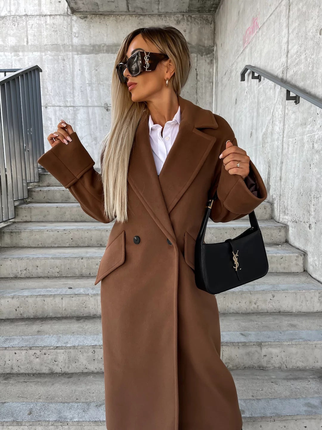 Damen Eleganter Oversized-Wollmantel EB