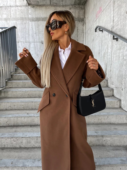 Damen Eleganter Oversized-Wollmantel EB