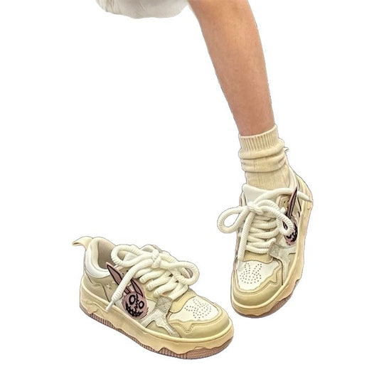 Damen sportive Chunky Sneakers mit farbenfrohem Motiv und bequemem Schnürsystem EB