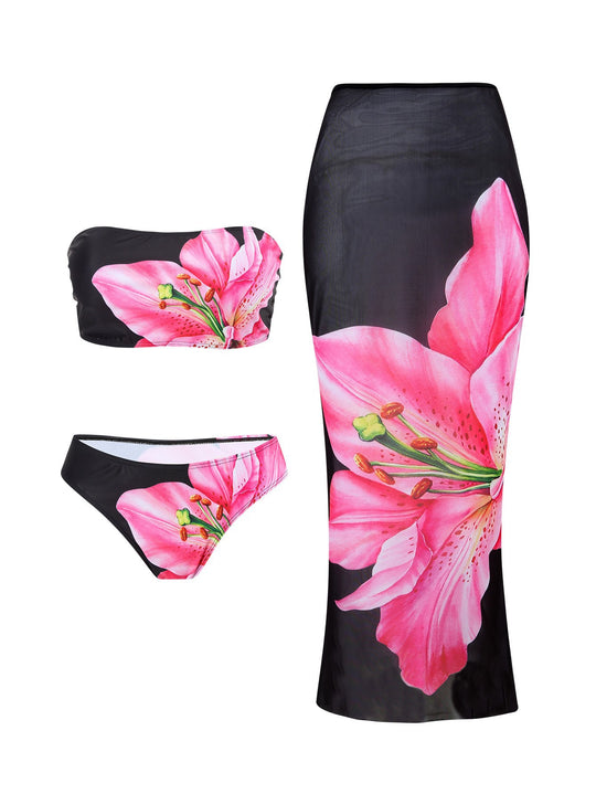 Damen Elegante Strandmode mit Blütenmuster EB