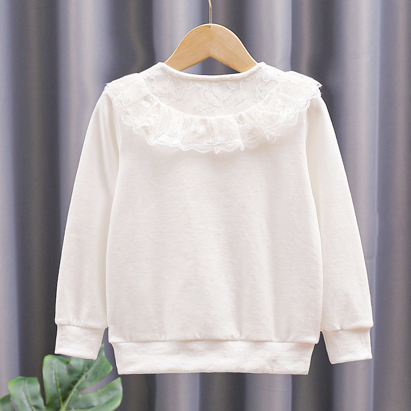 Mädchen Sweatshirt mit romantischem Spitzenkragen EB