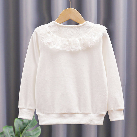 Mädchen Sweatshirt mit romantischem Spitzenkragen EB