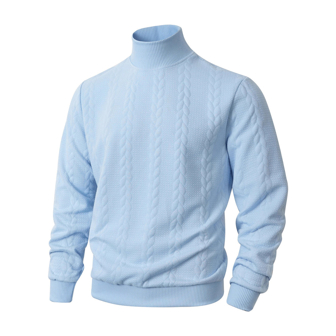 Herren Rollkragenpullover mit Zopfstrickmuster und gerippten Bündchen EB