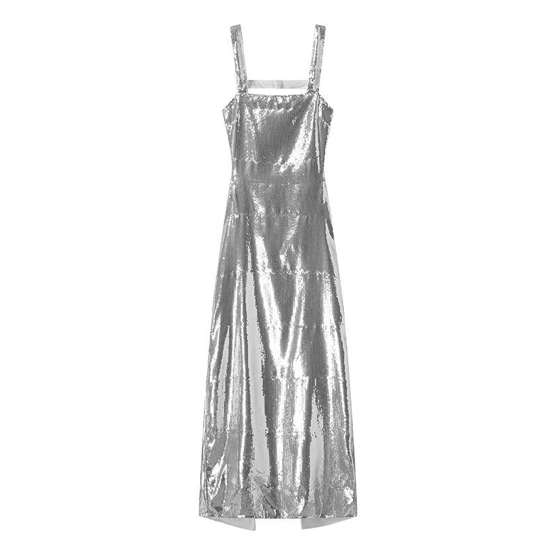 Damen Maxikleid mit glitzernden Pailletten und elegantem Schnitt EB