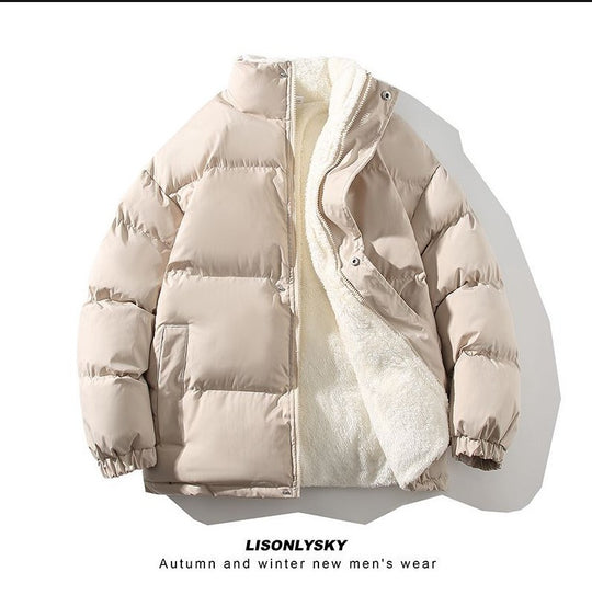 Herren nan gefütterte Winter-Steppjacke mit Teddyfutter, hohem Stehkragen und verdeckter Druckknopfleiste EB