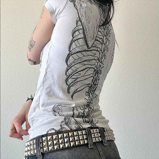 Damen Grafik-T-Shirt mit einzigartigem Skelett-Design EB