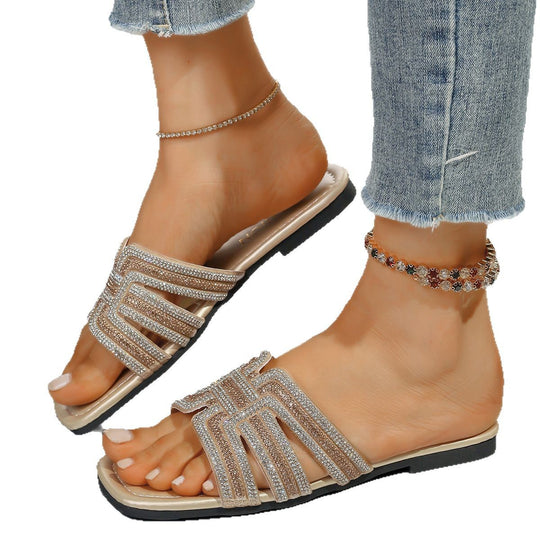 Damen Glitzernde Zehenstegsandalen EB