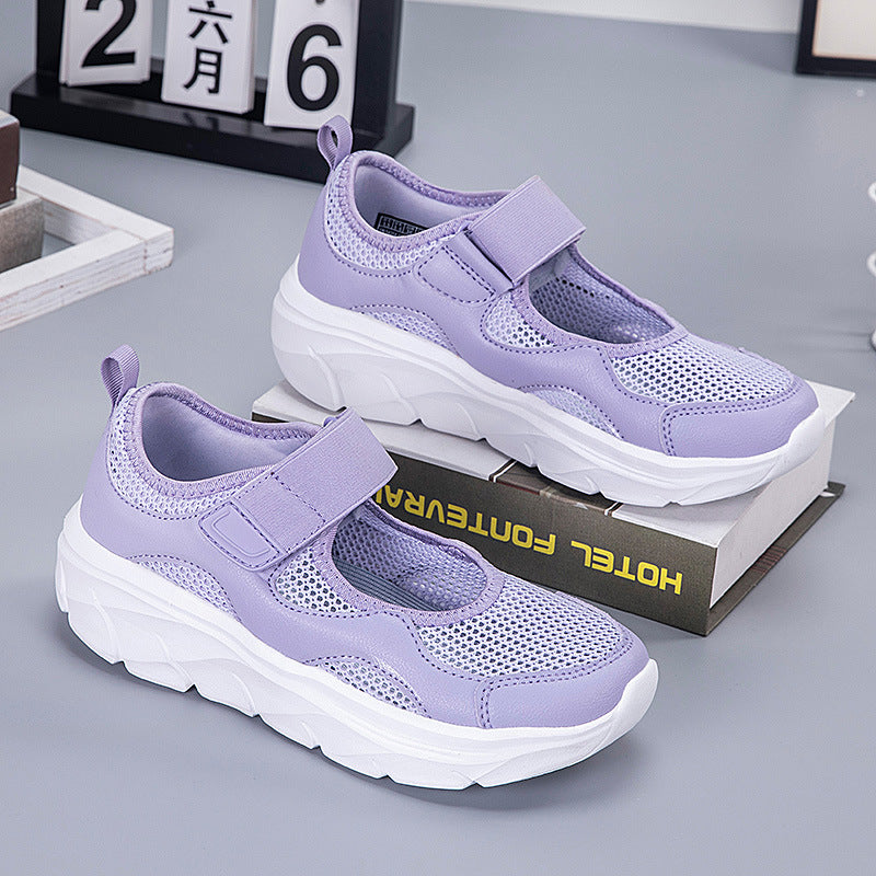 Damen modische Sneakers mit atmungsaktiver Mesh-Oberfläche und praktischem Klettverschluss EB