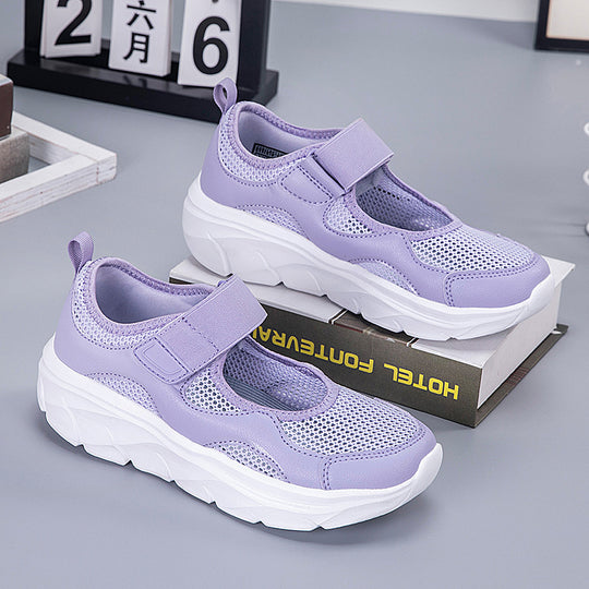 Damen modische Sneakers mit atmungsaktiver Mesh-Oberfläche und praktischem Klettverschluss EB
