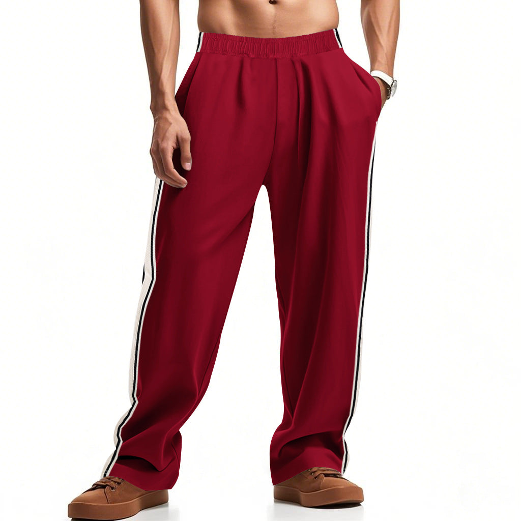 Herren nan lockere Sweat-Jogginghose mit elastischem Bund, seitlichen Doppelstreifen und weichem Baumwollmix EB