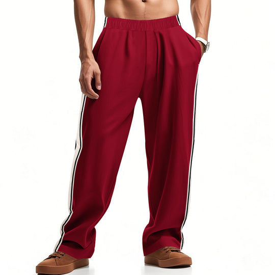 Herren nan lockere Sweat-Jogginghose mit elastischem Bund, seitlichen Doppelstreifen und weichem Baumwollmix EB