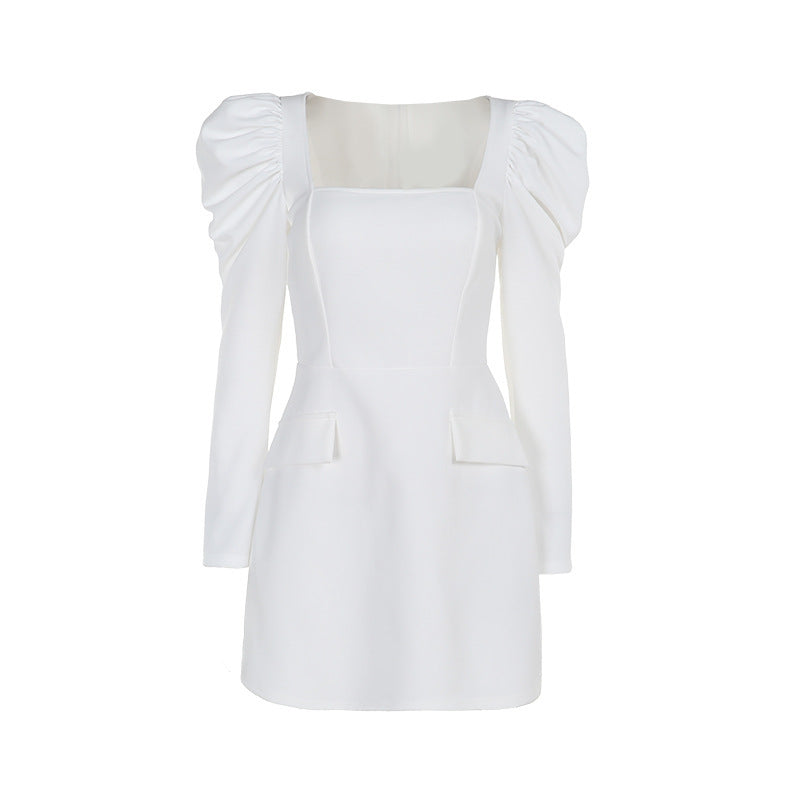 Damen elegantes Minikleid mit Puffärmeln und tailliertem Schnitt EB