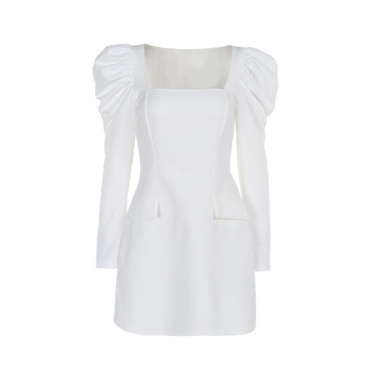 Damen elegantes Minikleid mit Puffärmeln und tailliertem Schnitt EB