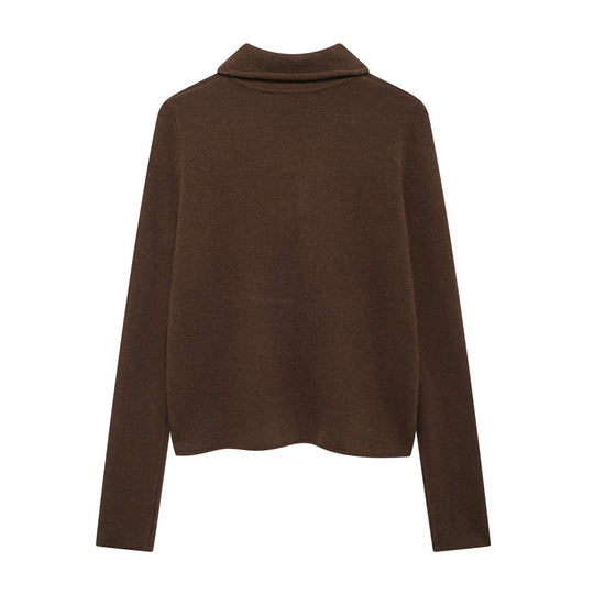 Damen klassische Wolljacke mit großen Knöpfen EB