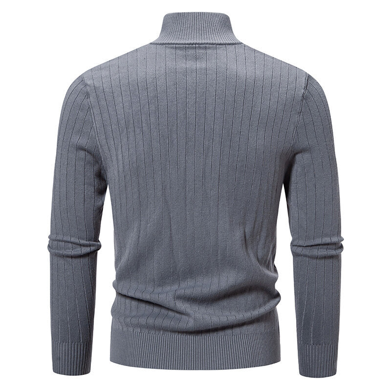 Herren Strickpullover mit modernem Reißverschluss und Rippenstruktur EB