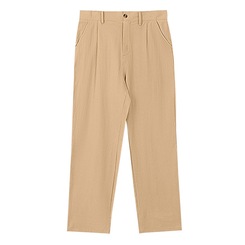 Herren nan elegante Bundfaltenhose aus leichtem Baumwollmix mit geradem Schnitt und Gürtelschlaufen EB