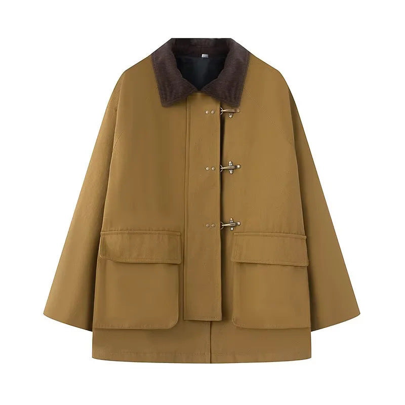 Damen oversized Trenchjacke mit klassischem Stehkragen und praktischen Taschen EB