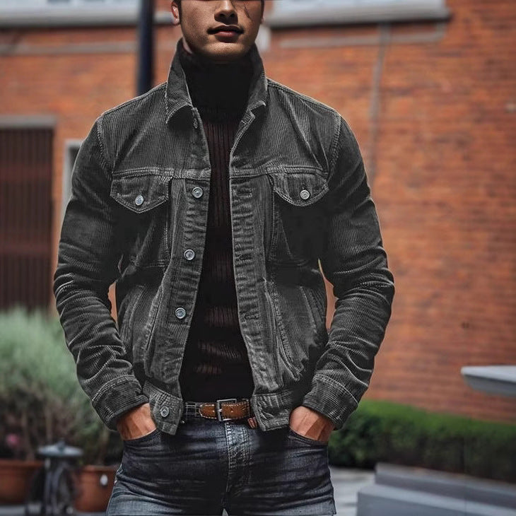 Herren modische Kordjacke mit praktischen Taschen und klassischem Schnitt EB