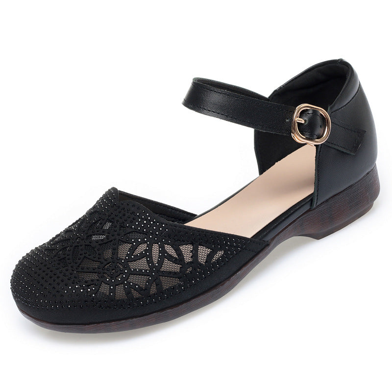 Damen Ballerinas mit funkelndem Strass und eleganter Riemchen-Detail EB