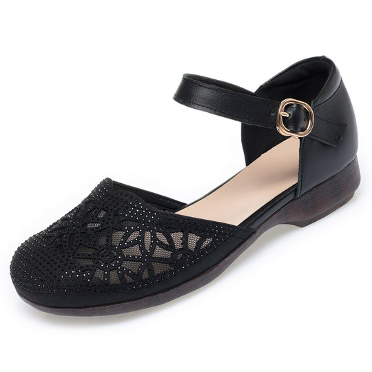 Damen Ballerinas mit funkelndem Strass und eleganter Riemchen-Detail EB