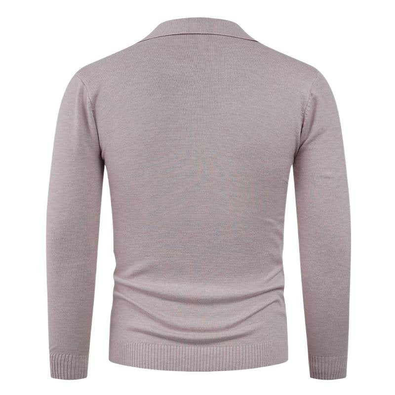 Herren Strickpullover mit halb offenem Kragen und feiner Rippenstruktur EB