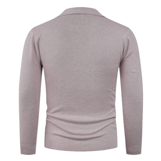 Herren Strickpullover mit halb offenem Kragen und feiner Rippenstruktur EB