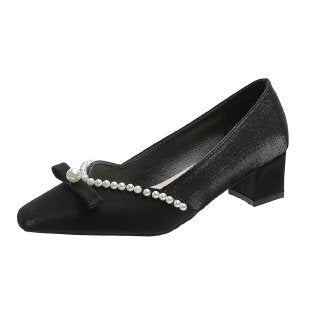 Damen elegante Pumps mit dekorativer Perlenverzierung EB