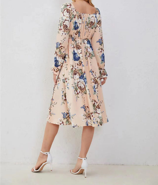 Damen Maxikleid mit floralem Muster und seitlichem Schlitz EB