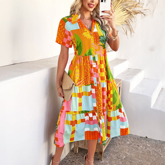 Damen Maxi-Kleid mit floralem Design und knackigem Schnitt EB