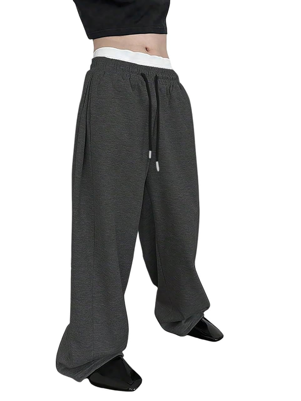 Herren nan lockere Oversize Jogginghose mit elastischem Bund und Kordelzug EB