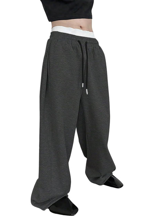 Unisex weite Sweatpants mit elastischem Bund, breitem Bein, Kordelzug und verdeckten Seitentaschen EB