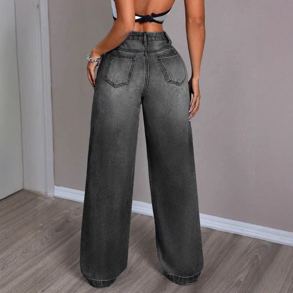 Damen Weite Denim-Hose im lässigen Urban-Style mit hohem Bund EB